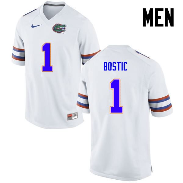 Men's NCAA Florida Gators Jonathan Bostic #1 Stitched Authentic Nike White College Football Jersey CEP7365OI